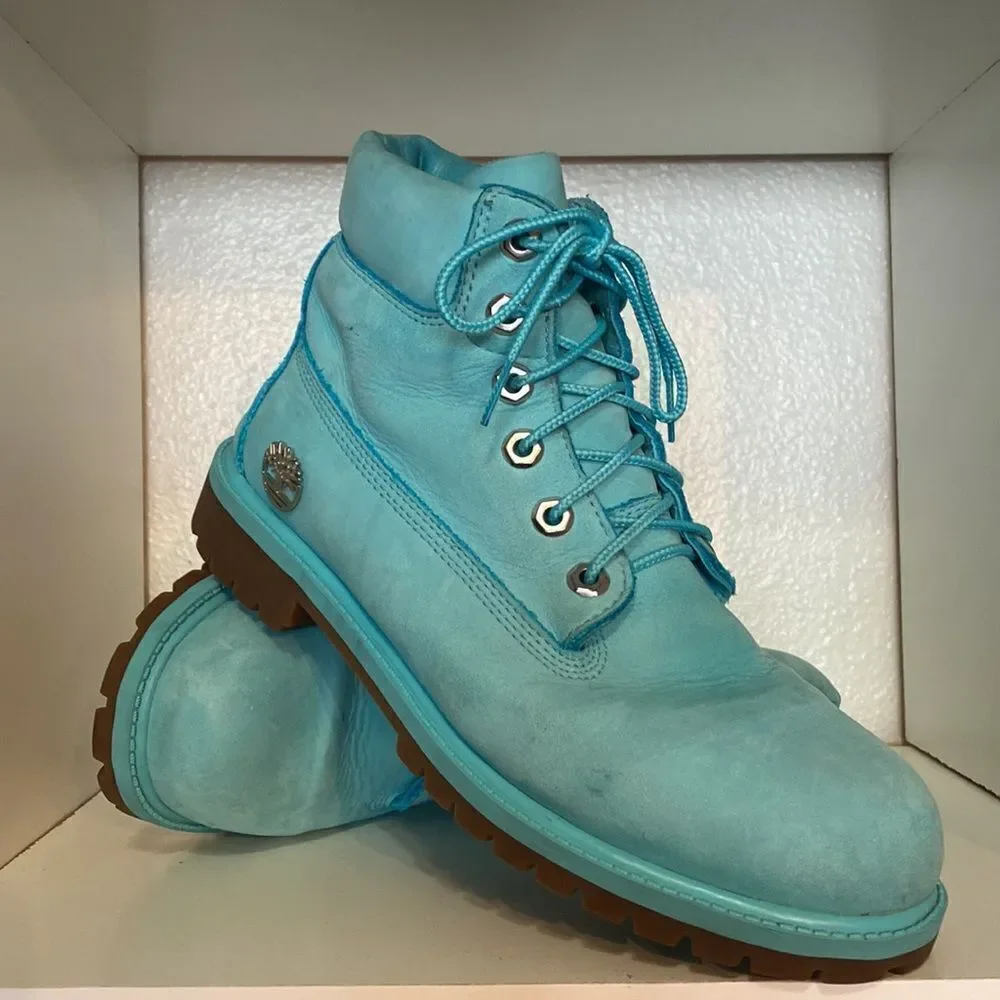 Timberland Light Blue Lace Up Suede Boys Youth Size 6.5 Boots